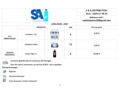 📦 Vente d’eaux minérales et de boissons 🥤